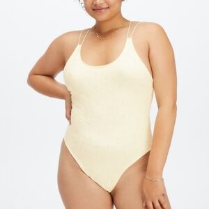 Fabletics Butter Yellow Strappy Bodysuit